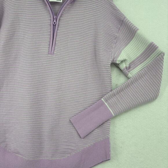Aerie Offline Ribbed Knit Sweater Size XXS Lavender Quarter Zip Pullover Stretch - Picture 5 of 13